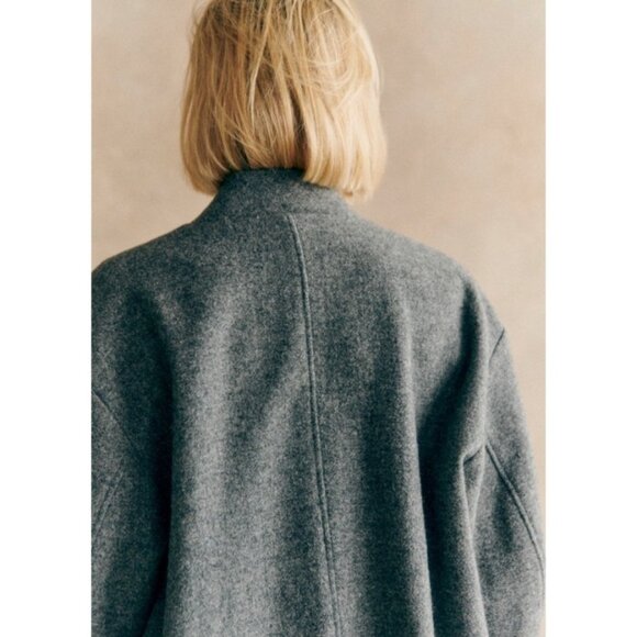 NWT Sezane Ryler in Grey Virgin Wool Bomber Jacket 34 / 2 - Picture 4 of 10